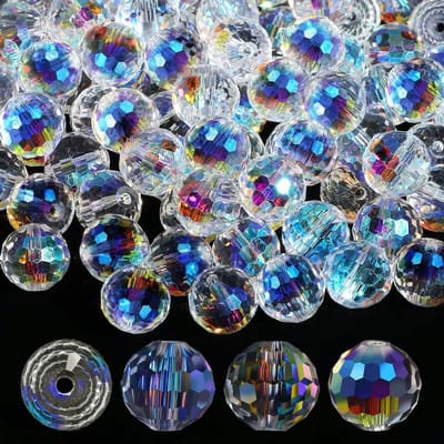 100 Stuks Facet Geslepen Kristallen Glazen Kralen voor Sieraden Maken, 10mm Rondelle Spacer Kralen in Kristal AB Kleur, Perfect voor Armbanden en Kettingen