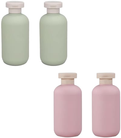 Reisflessen 100ml - Set van 4 - Avocado Groen en Macaron Roze - Ideaal voor shampoo en lotion - ShopVlot