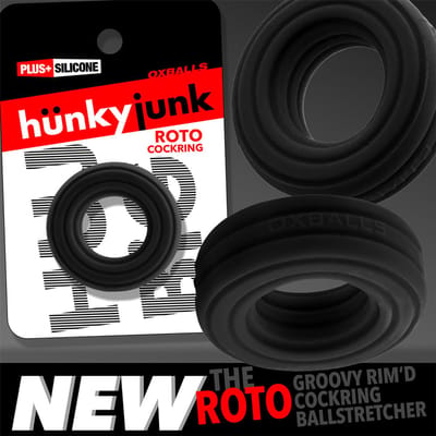 Hünkyjunk - Roto - Geribbelde Cockring - Zwart