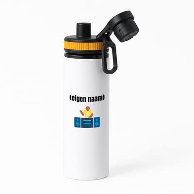Hacebo® - dj met eigen naam waterfles met draaidop oranje - Dj - muziek liefhebbers - disc jockey - vinyl - verjaardag - cadeau - kado - water fles - 850ML