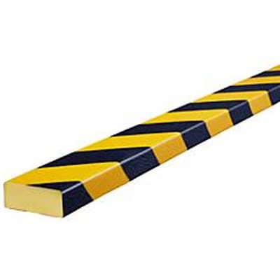 Stootrand type D, strekkende meter, geel/zwart