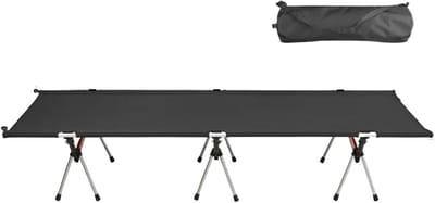 Vouwbed - Kampeerbed - Buiten Ontspannen - In hoogte verstelbaar - 191 x 65 cm - Zwart