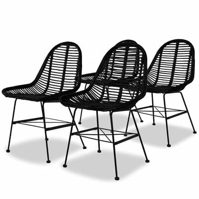 vidaXL - Eetkamerstoelen - 4 - st - natuurlijk - rattan - zwart