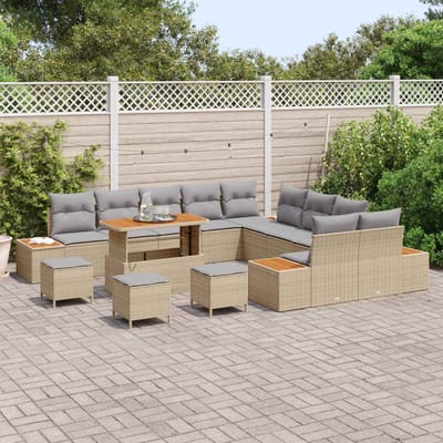 vidaXL - Tuinbank - Set - 14 - st - 13-Aantal - zitplaatsen - Beige - en - Lichtgrijs