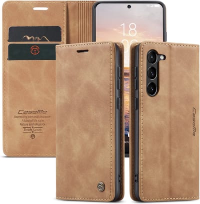 CaseMania Bookcase hoesje geschikt voor Samsung Galaxy S23+ - Effen Bruin - Kunstleer