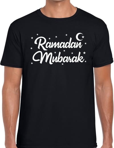 Ramadan Mubarak t-shirt zwart heren - suikerfeest/offerfeest/ramadan kleding voor heren S