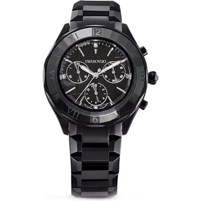 Montre Swarovski Mouvement Quartz Bracelet en Acier Inoxydable 39mm Cadran Noir Étanche 50M Montres Unisexes 5641393 Black Dial gray
