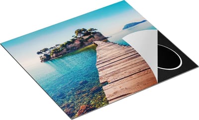 Chefcare Inductie Beschermer Pad op het Water naar een Grieks Eiland - 60x50 cm - Afdekplaat Inductie - Kookplaat Beschermer - Inductie Mat