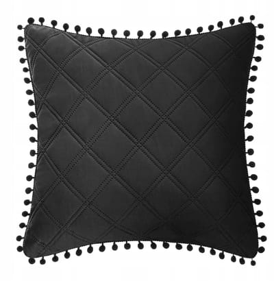 Decoratieve Kussenhoes 45x45 cm met Pompons - Zwart