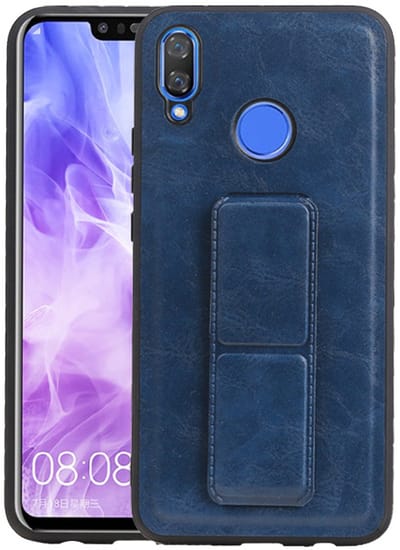 Grip Stand Hardcase Backcover - Telefoonhoesje - Achterkant Hoesje - Geschikt voor Huawei Nova 3 - Blauw