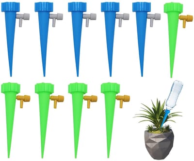 Dailygoods- Druppelirrigatie Automatisch - 10 Stuks - Instelbaar Ventiel - Tuinirrigatiesysteem - Geschikt voor Flessen - Voor Binnen- en Buitenplanten - Plantenbewateringssysteem