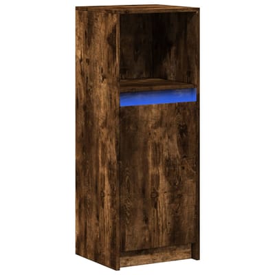 vidaXL - Dressoir - met - LED - 38x34x100 - cm - bewerkt - hout - gerookt - eikenkleurig