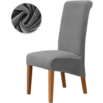 Stoelhoes met hoge rugleuning, zacht fluwelen stoelhoezen, XL-formaat spandex stoelhoes voor eetkamer, bruiloftsbanket, effen kleur 1pcs gray