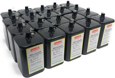 Blokbatterij 6V - Droge batterij Lantaarnbatterij - Verlichting Aansturen - Zink-koolstof - 20 stuks - Zwart