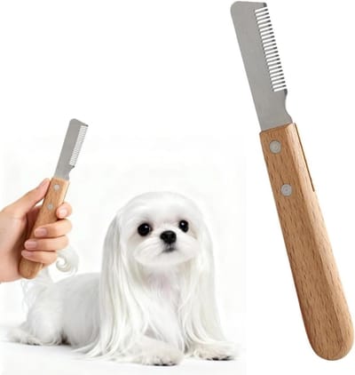 Strippingmes voor Hondenverzorging, Geschikt voor Schnauzers, Ergonomisch Houten Handvat, RVS Mes voor Dikke Vacht, 17x1.8cm, Voor Rechtshandigen, Professioneel en Duurzaam