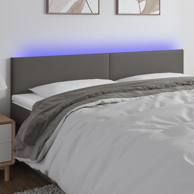 vidaXL - Hoofdbord - LED - 160x5x78/88 - cm - kunstleer - grijs