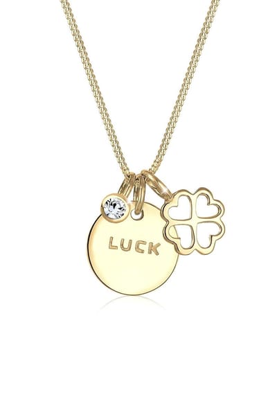 Elli Halsketting Verguld 925 Sterling Zilver Luck klaverblad