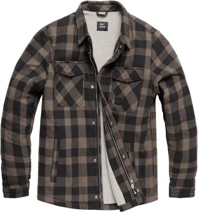Vintage Industries Craft Heavyweight Sherpa Grey Check Jas Heren