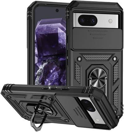 Coverup Hoesje - Geschikt voor Google Pixel 8a Hoesje - Coverup Armor Ring Kickstand Back Cover met Camera Shield - Zwart