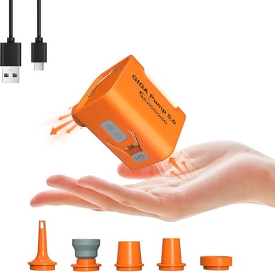 Mini Luchtpomp - Elektrische Pomp - Kamperen en Outdoor - 3-in-1 Functie - Compact Ontwerp - Oranje