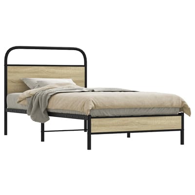 vidaXL - Bedframe - zonder - matras - bewerkt - hout - sonoma - eikenkleur - 107x203cm