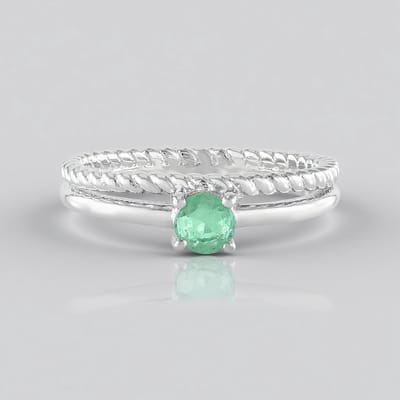 Cavill - Zilveren Ring - 925 Sterling Zilver Platina Geplateerd - Russische Smaragd 0,199 ct Rondgeslepen - Elegante Damesring Maat 18 19 20