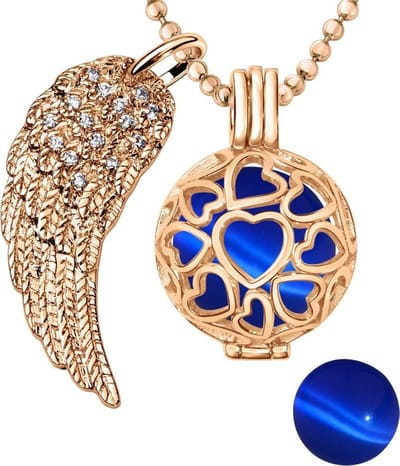 Engelenroeper 18mm Bolhouder met Ketting 90cm en Bolletje - Dames - Roségoudkleurig Hartjes - EBS18194