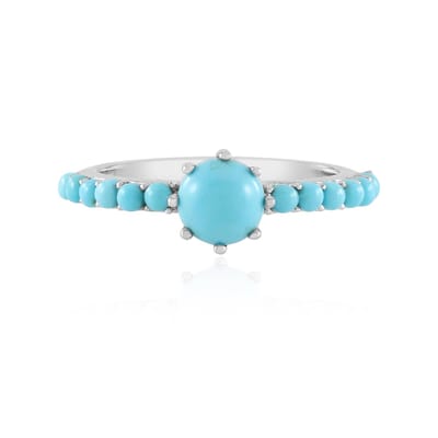 Cavill - Zilveren ring - 925 Sterling Zilver Geplatineerd - 1,287 ct Sleeping Beauty Turkoois - Ronde cabochon - Moderne casual turkoois ring dames