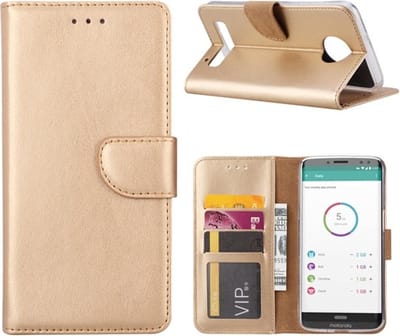 Bookcase Geschikt voor: Motorola Moto Z2 Play - Goud - portemonnee hoesje