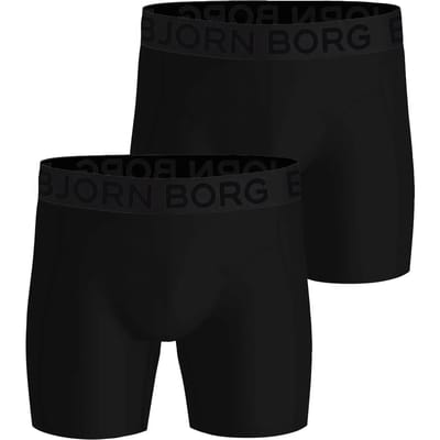 Björn Borg Sports Lightweight Boxers - microfiber heren boxers lange pijpen (2-pack) - zwart - zwart