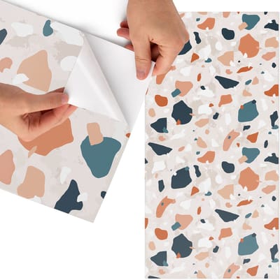 Tulup Meubelfolie - Kleurrijk patroon Plakfolie Meubels - 65x130 cm - Oranje Meubelfolie - Meubelfolie Zelfklevend - Modern Meubelfolie - Wrapfolie Keuken - Wanddecoratie - Achtergronden en patronen