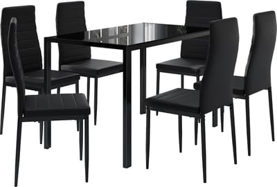 Vicco Grand Eettafel set – 120 x 75 cm Set van 6 Zwart