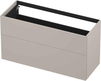 INK wastafelonderkast 2 laden greeploos push to open gelakt 120x45x65cm, mat kasjmier grijs