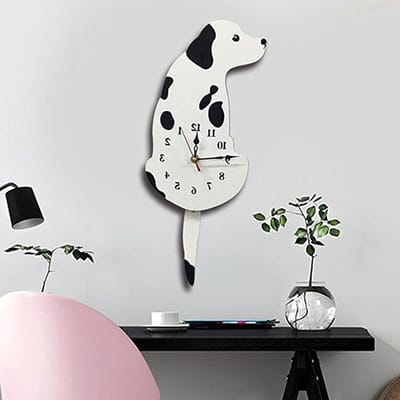 Creatieve Wandklok met Swingende Staart, Acryl Wanddecoratie voor Woonkamer, Kinderkamer en Keuken - Batterij Niet Inbegrepen (42cm x 18cm) Wit