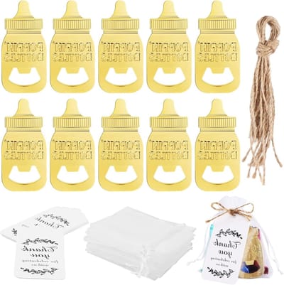 Set van 10 Flessenopeners in Babyflesvorm voor Babyshowers en Doopfeesten, Perfect als Gastcadeau en Decoratie voor Feestjes