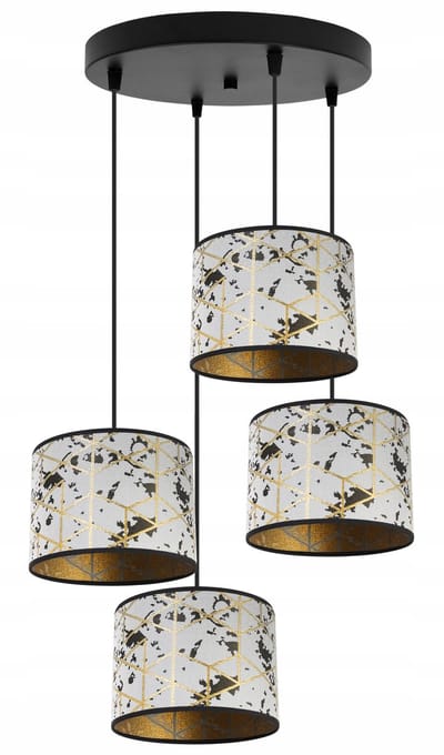 Light-Home Werona – Plafondlamp 4-lichts – Moderne stijl – Metalen constructie – Stoffen kap grijs/goud