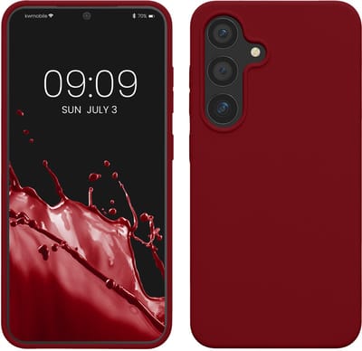 kwmobile telefoonhoesje geschikt voor Samsung Galaxy S25 - Hoesje met siliconen coating - Smartphone case in rabarber rood