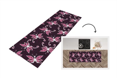 Keukenloper - Loper keuken - Vlinders - Patronen - Roze - 150x50 cm - Keukenloper vinyl