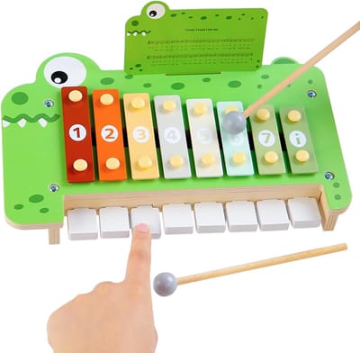 Houten Muziek Speelgoed met Xylofoon en Keyboard voor Baby's en Peuters
