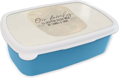 Broodtrommel Blauw - Lunchbox - Brooddoos - Familie - Kinderen - Quote - 18x12x6 cm - Kinderen - Jongen