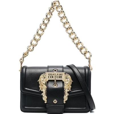 Versace Jeans Couture Gouden Barokke Gesp Versierde PU Handtas Schoudertas Crossbody Tas Dames tassen Zwart 74VA4BFCZS413899 Basic Set (Bag+Dust Bag) gray