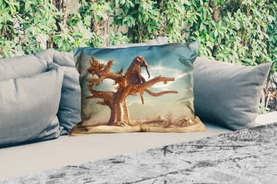 Buitenkussens - Olifant - Boom - Natuur - Woestijn - 60x40 cm - Weerbestendig