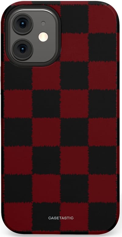 Casetastic hoesje geschikt voor Apple iPhone 12 Mini - Dubbellaagse bescherming - De Houthakker - Fashion Case - Zwart Bordeaux