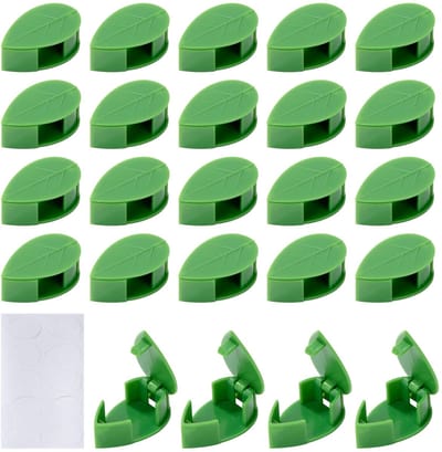 Dailygoods- Plantenclip 24 Stuks - Zelfklevend - Klimhulp - Muurbevestiging - Ruimtebesparend - Groene Bladvorm - Klimclip