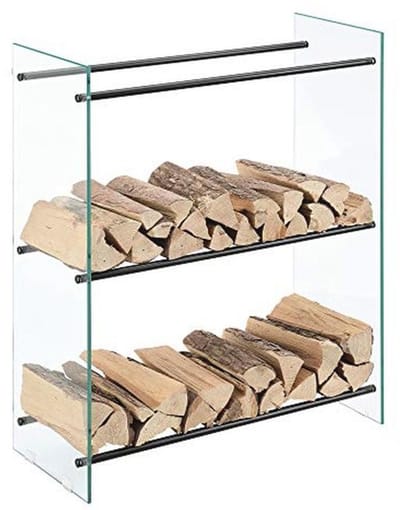 Houtopslag met Gehard Glas en Metaal 80x35x100 cm - Optimaal voor Brandhout
