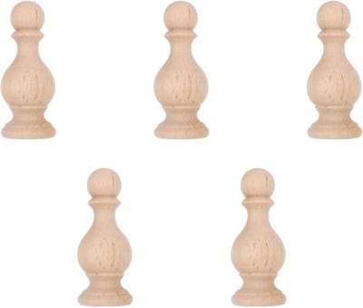 5 Stuks Houten Pilaren voor Meubeldecoratie - DIY Craft Houten Eindstukken, Spindels en Dowel Eindstukken in Khaki voor Tuin en Interieur
