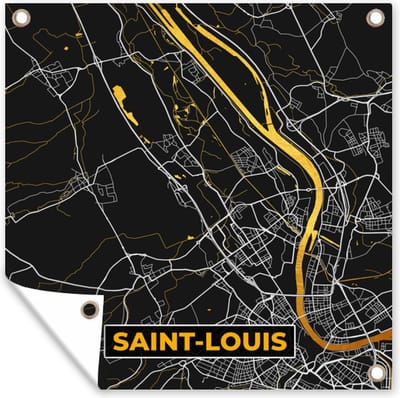 Tuin poster Plattegrond – Saint-Louis – Stadskaart – Kaart – Frankrijk - 200x200 cm - Tuindoek