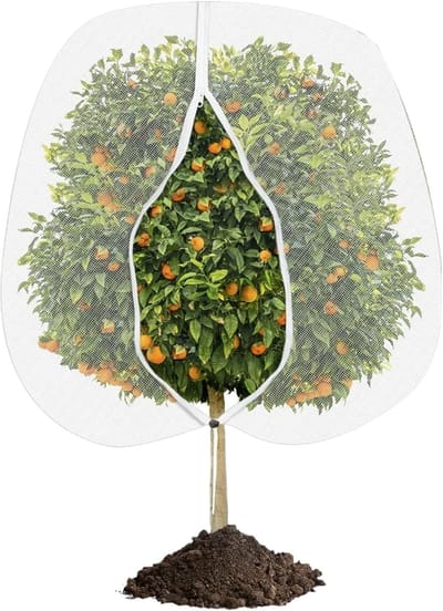 Plantenbeschermingsnet - Tuinnetzakken - Fruitboomnet - Polyethyleen - Met rits en trekkoord - Geschikt voor boerderijen, buitenruimtes, terrassen, achtertuinen en landschapsarchitectuur - 1.2*1.8m - Wit