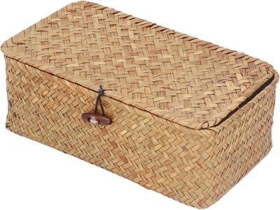 Zeegras Opbergmanden - Rieten manden - Kleine spullen opbergen - Handgeweven vakmanschap - 27 x 17 x 10 cm - Natuurlijk
