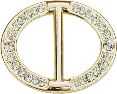 Fako Bijoux® - Sjaalklem - Sjaal Klem - Sjaal Ring - Ovaal - Kristal - 27x40mm - Goudkleurig